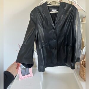 Faux leather blazer